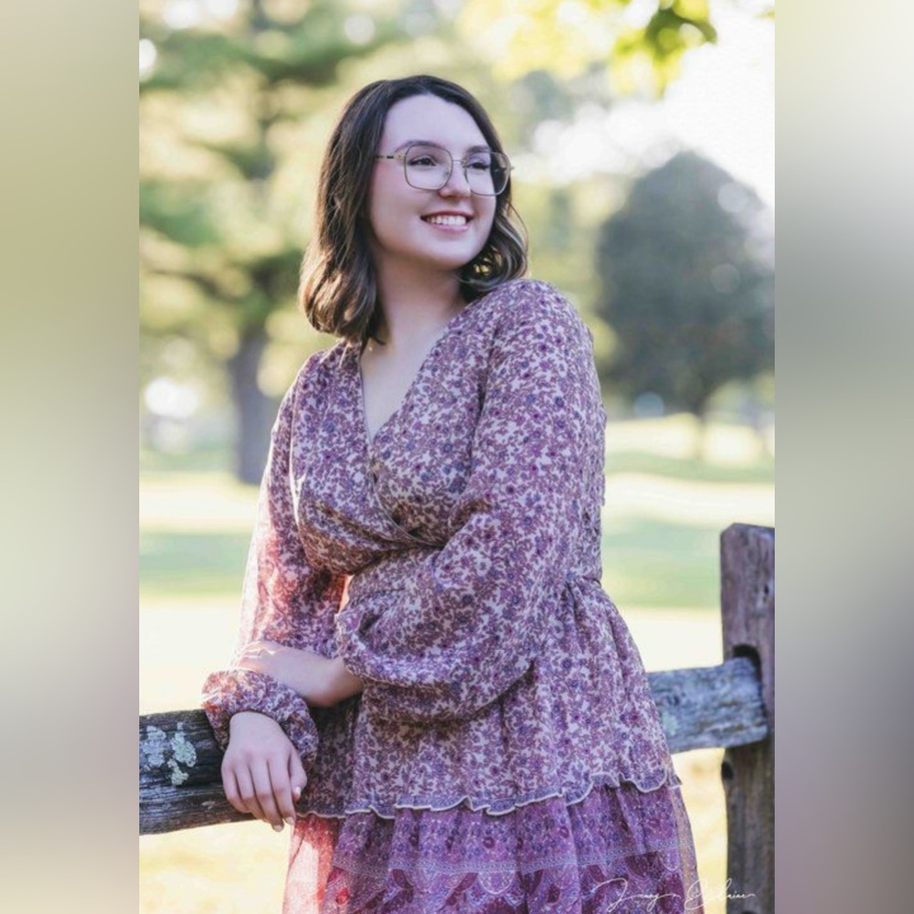 Japna Long Sleeve Floral Dress in Purple